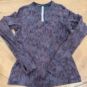 lululemon athletica Ru Lu Maroon Heathered Long Sleeve Top Size 8